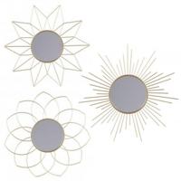 Wandspiegel?set Sunflower - goud - 3-delig - metaal - rond - 3x D25cm