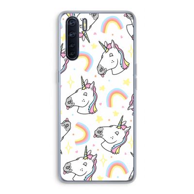 Rainbow Unicorn: Oppo A91 Transparant Hoesje