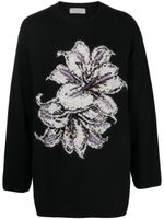 Yohji Yamamoto pull en laine à fleurs - Noir