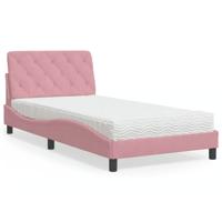 Bed met matras fluweel roze 100x200 cm