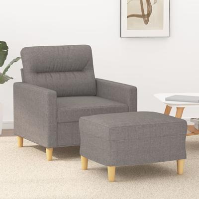 Fauteuil met voetenbank 60 cm stof taupe