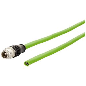 Metz Connect 142M2X10020 M12 Netwerkkabel, patchkabel CAT 6A S/FTP 2.00 m Groen PUR-mantel, Zuurbestendig, Ozonbestendig, UV-bestendig, Geschikt voor