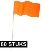 80x Oranje zwaaivlaggetjes   -