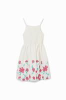 Jurk schouderbandjes geborduurde bloemen - WHITE - 13/14