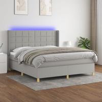 Boxspring met matras en LED stof lichtgrijs 160x200 cm