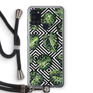 Geometrische jungle: Samsung Galaxy A21s Transparant Hoesje met koord