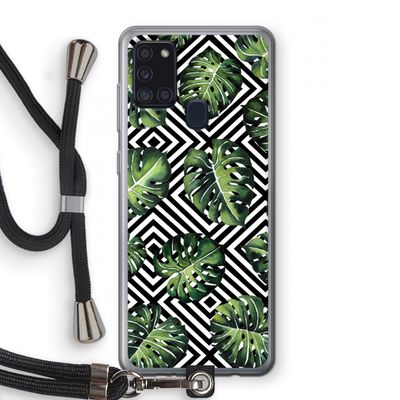 Geometrische jungle: Samsung Galaxy A21s Transparant Hoesje met koord