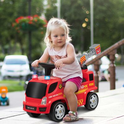 Kinderbrandweerwagen met Bellenpistool & Ladder voor Kinderen 18-36 Maanden Rood