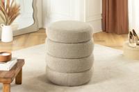 Ronde poef VOGUE 50cm taupe Bouclé poef met opbergruimte - 46685