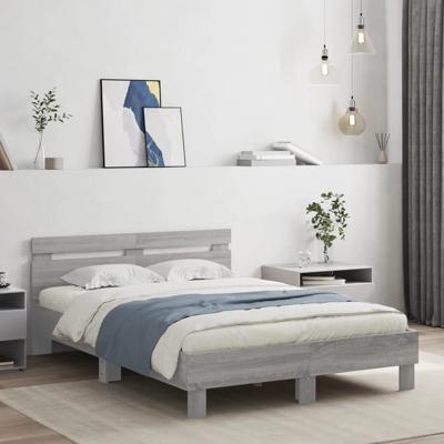 Bedframe met hoofdeinde en LED grijs sonoma eiken 120x190 cm
