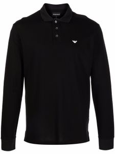 Emporio Armani polo manches-longues à logo brodé - Noir