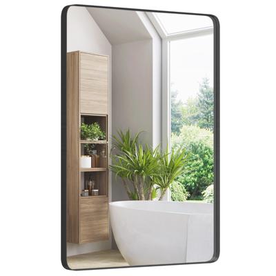 HD Rechthoekige Wandspiegel met Explosieveilige Folie Roestvrij Metalen Frame Wandspiegel met Afgeronde Hoeken voor Badkamer Woonkamer