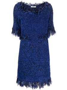 Charlott robe frangée à manches trois quarts - Bleu