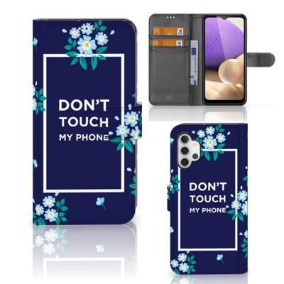 Samsung Galaxy A32 4G Portemonnee Hoesje Flowers Blue DTMP
