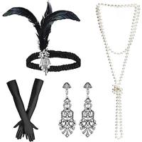 Vintage Jaren 1920 Gatsby Jaren '20 flapper hoofdband Accessoireset Ketting Oorbel Charleston Dames Veer Modieus Maskerade Festival Handschoenen Lightinthebox - thumbnail