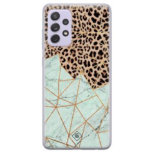 Samsung Galaxy A72 siliconen hoesje - Luipaard marmer mint