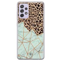 Samsung Galaxy A72 siliconen hoesje - Luipaard marmer mint