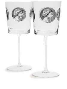 Fornasetti lot de deux flutes Cammei - Blanc