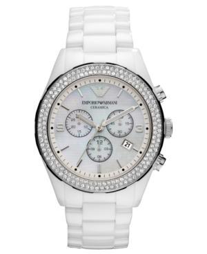 Emporio Armani horloge dames met witte keramische armband 43 mm AR1456