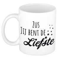 Zus jij bent de liefste cadeau mok / beker wit - verjaardag / bedankt kado   - - thumbnail