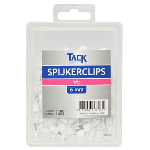 Spijkerclips wit 6mm 100 stuks