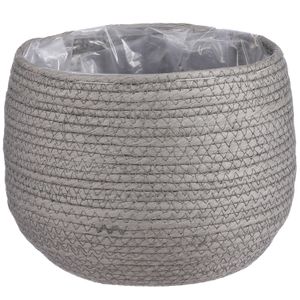 Naturel grijs rotan planten pot mand van gedraaid jute/riet H19 en D22 cm