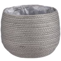 Naturel grijs rotan planten pot mand van gedraaid jute/riet H19 en D22 cm - thumbnail