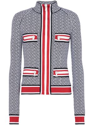 Balmain cardigan zippé à motif en jacquard - Noir