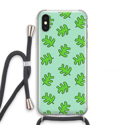 Groene blaadjes: iPhone X Transparant Hoesje met koord