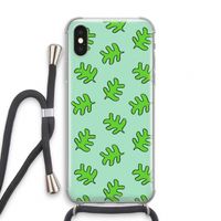 Groene blaadjes: iPhone X Transparant Hoesje met koord