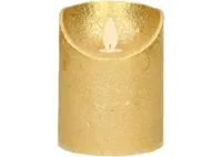 Ledkaars wax+vlam h10cm bo goud - thumbnail