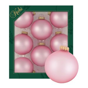 Kerstballen - 8x stuks - lichtroze - glas - 7 cm - mat