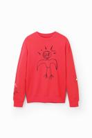 Sweatshirt met geborduurde vogel - RED - XL