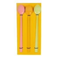 Lepel Cocktail metaal roze/geel/groen 22 cm set van 3 B-keus | 24 stuks