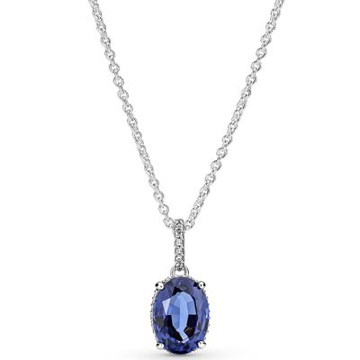 Pandora 390055C01 Ketting Sparkling Statement Halo zilver-kristal-zirconia blauw-wit 45 cm