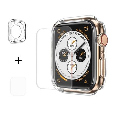 ENKAY Hat-Prins 2 in 1 TPU semi-geklede beschermende Shell + 3D volledig scherm PET gebogen warmte buigen HD Screen Protector voor Apple Watch serie 4
