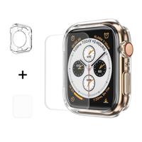 ENKAY Hat-Prins 2 in 1 TPU semi-geklede beschermende Shell + 3D volledig scherm PET gebogen warmte buigen HD Screen Protector voor Apple Watch serie 4