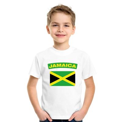 Supporters kleding - t-shirt van vlag Jamaica - wit - voor kinderen - korte mouwen - sport Supporters kleding - t-shirt van vlag Jamaica - wit - voor kinderen - korte mouwen - sport