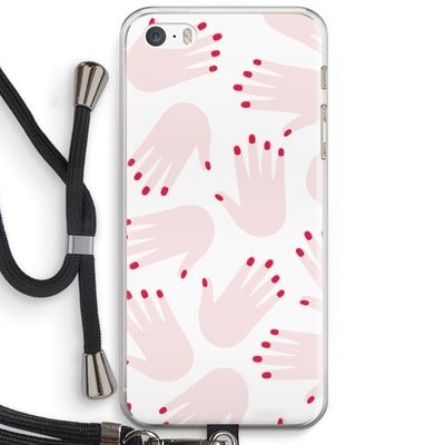 Hands pink: iPhone 5 / 5S / SE Transparant Hoesje met koord