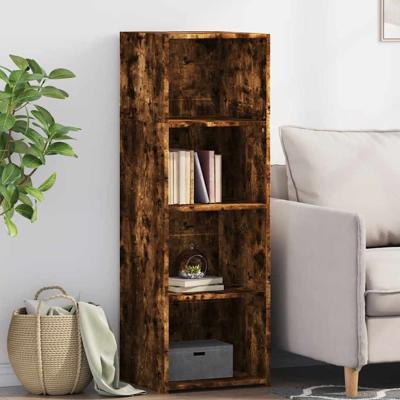 Hoge kast 40x41x124 cm bewerkt hout gerookt eikenkleurig