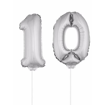 10 jaar leeftijd feestartikelen - versiering cijfers - ballonnen op stokje - van 41 cm