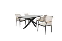 Qopps Vakio tuintafel met 4 Indra stapelbare tuinstoel