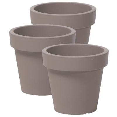 Basic plantenpot/bloempot kunststof dia 16 cm/hoogte 14.5 cm taupe
