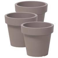 Basic plantenpot/bloempot kunststof dia 16 cm/hoogte 14.5 cm taupe