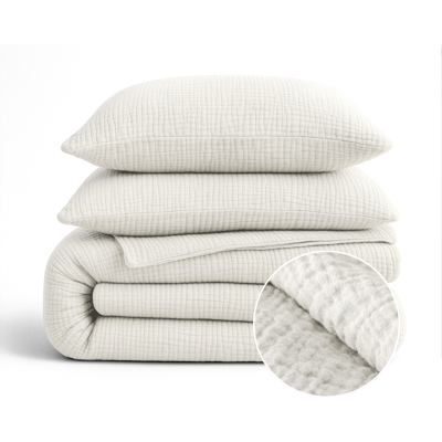 1+1 Gratis Wasbaar Lazy Dekbed Zonder Overtrek - Zonder Overtrek - Katoen Mousseline - Beige - Dekbed-Discounter.nl