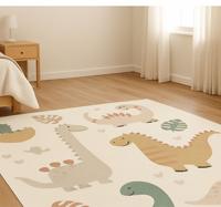 Beige jurassic design vinyl tapijt voor meer kinderen