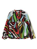 PUCCI Junior blouse imprimée Marmo à taille empire - Noir