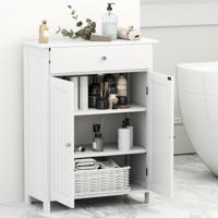 Badkamerkast met Lade & 2 Deuren & Verstelbare Plank Badkamerdressoir Badkamerkast Wit