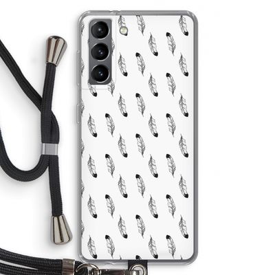 Pluimen: Samsung Galaxy S21 Transparant Hoesje met koord