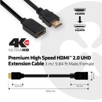 club3D CAC-1321 HDMI-kabel HDMI Verlengkabel HDMI-A-stekker, HDMI-A-bus 3.00 m Zwart 4K UHD - thumbnail